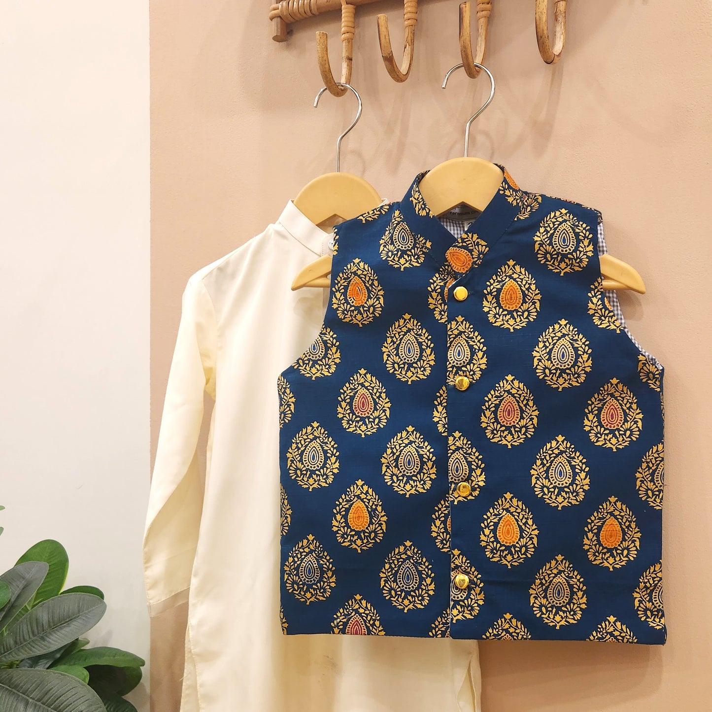 Royal Charm Waistcoat and Cream Kurta with Trouser
