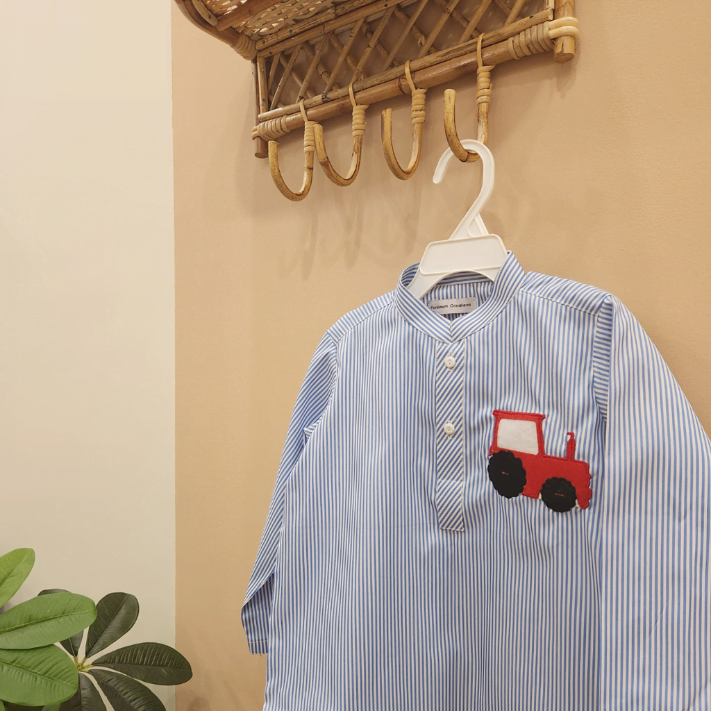 Blue Striped Tractor Kurta only