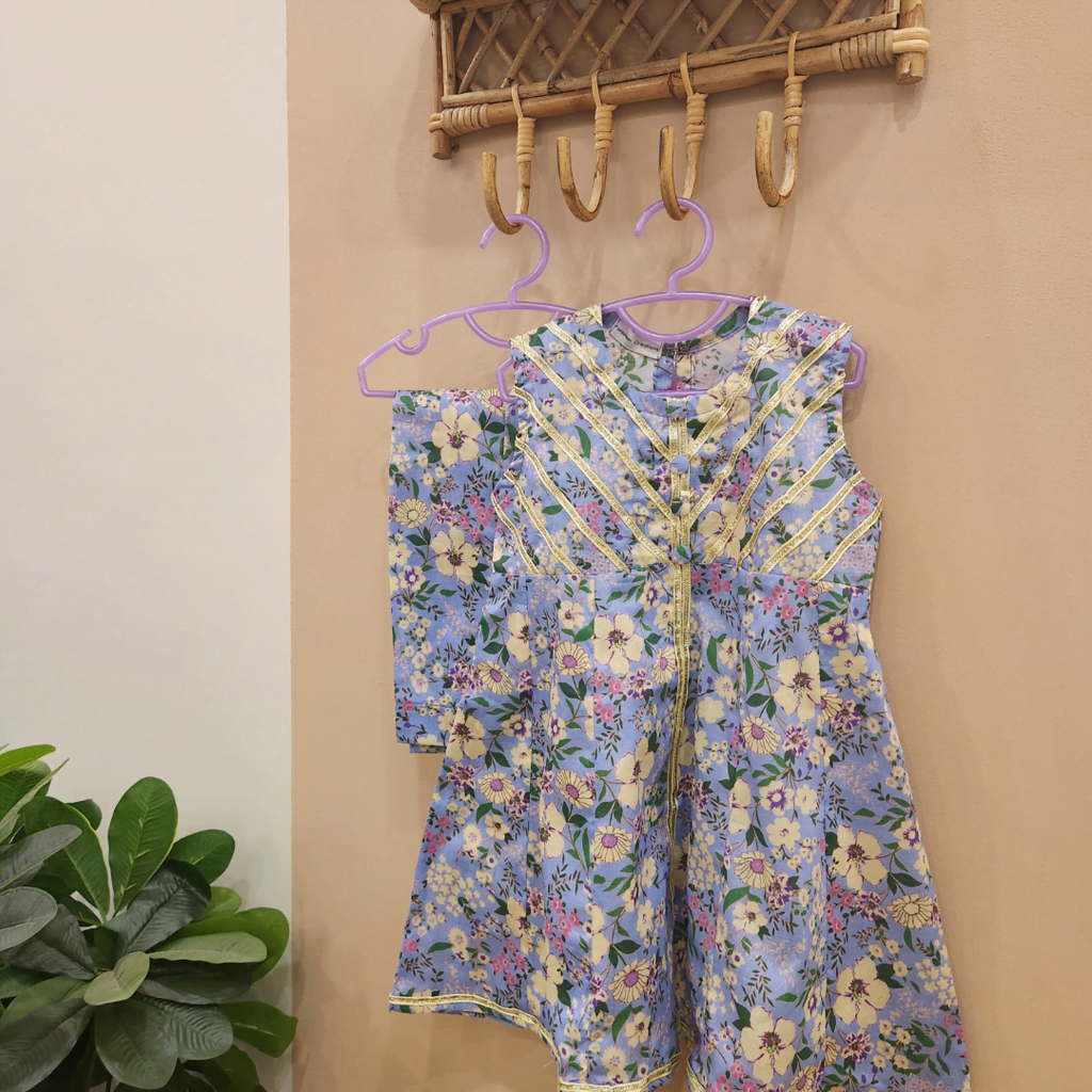 Light Purple Floral Lawn Coord Set