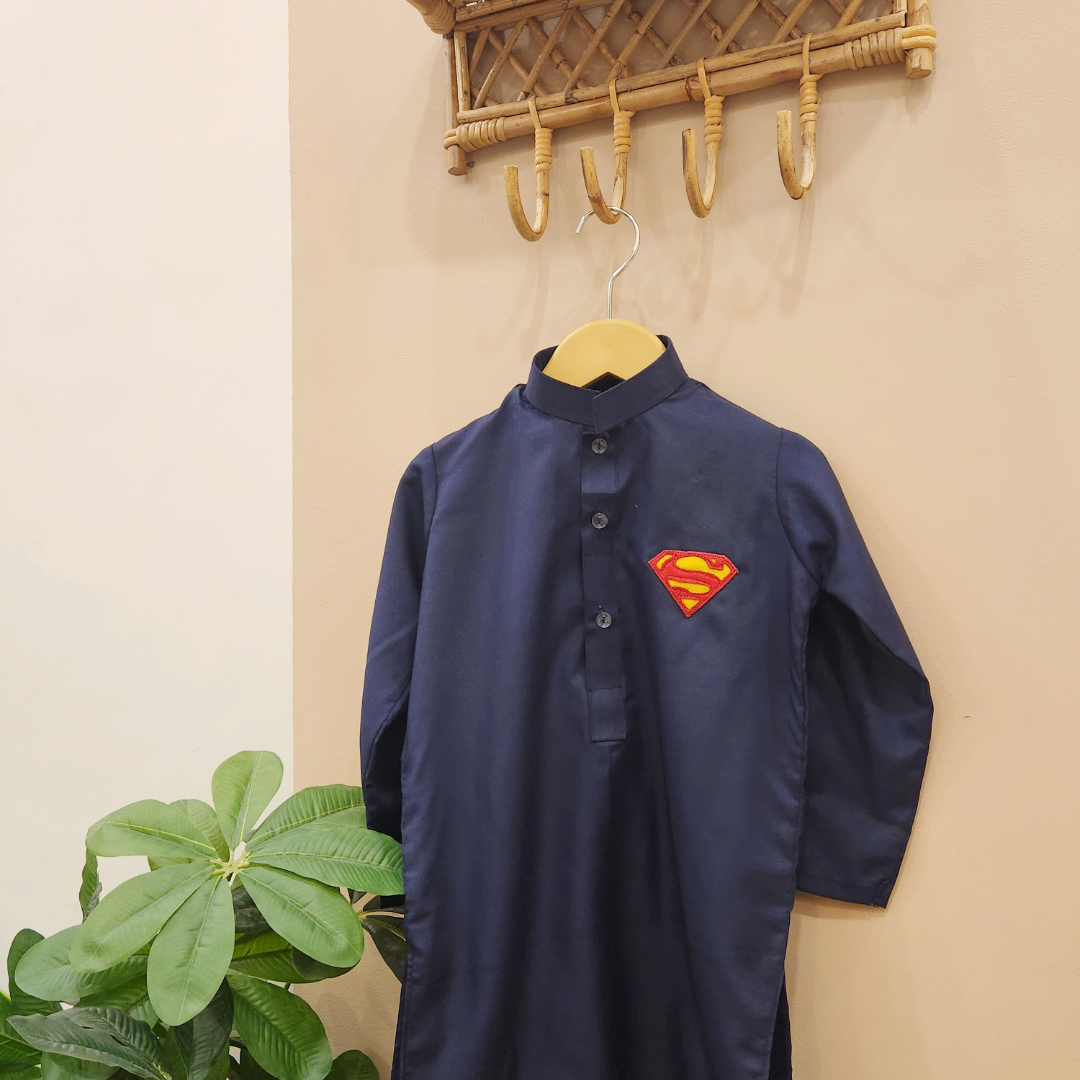 Navy Blue Superman Kurta only