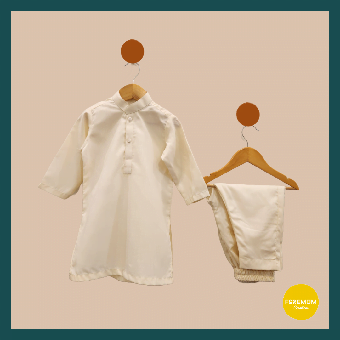 Cream White Kurta Trouser