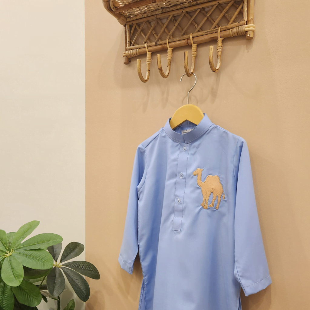 Sky Blue Camel Kurta Trouser