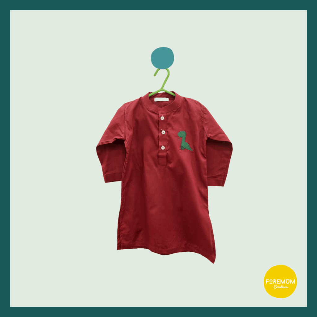 Maroon Dinosaur Kurta only