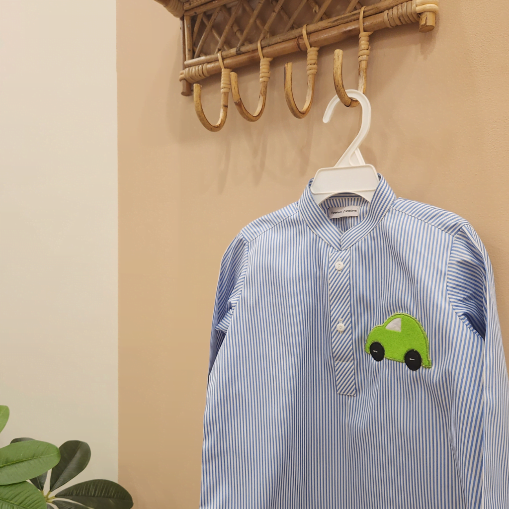 Blue Striped Car Kurta only