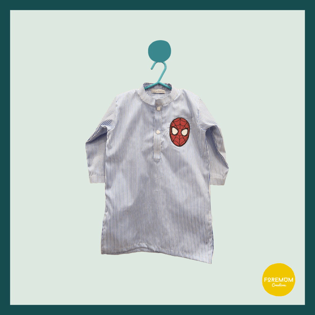 Blue Striped Spiderman Kurta only