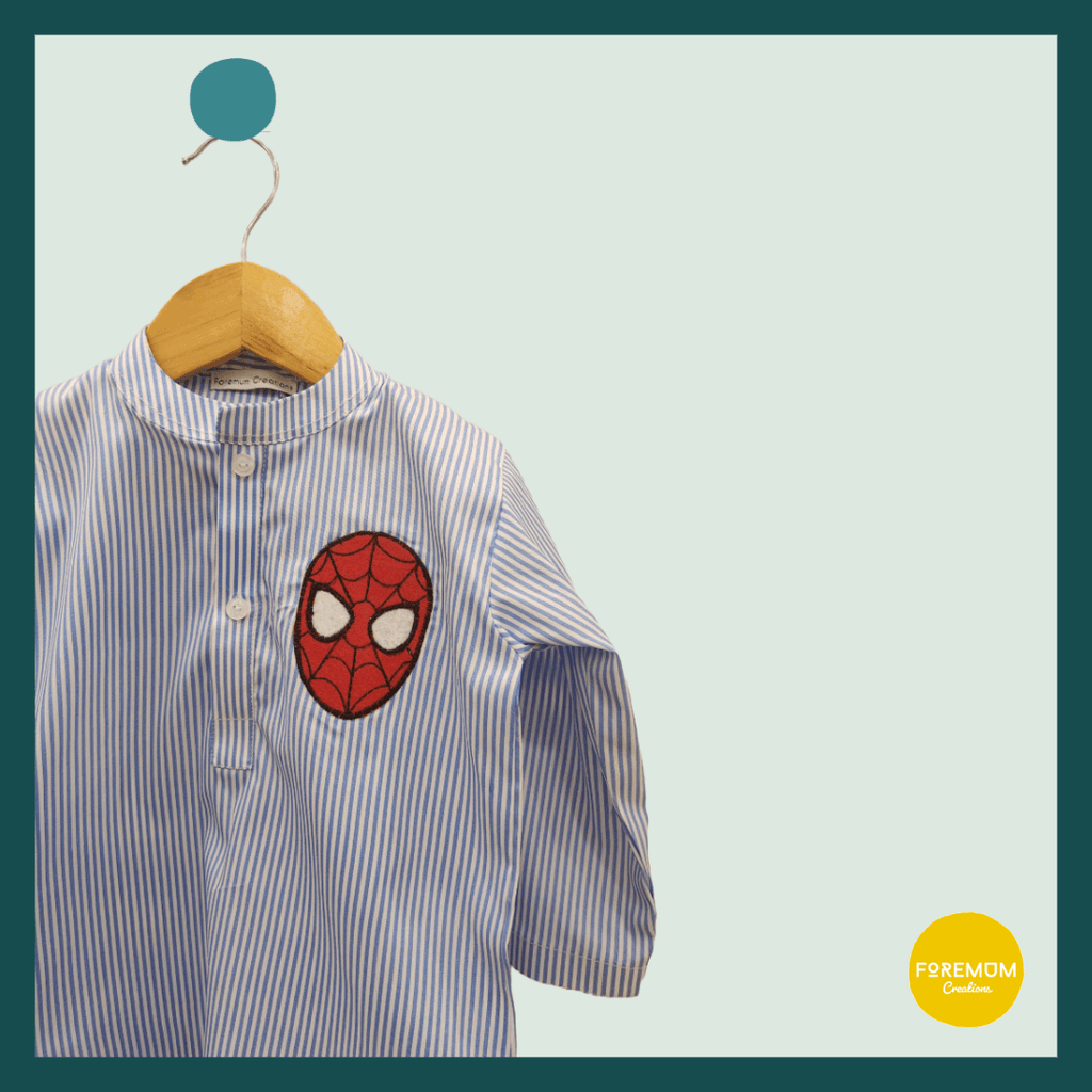 Blue Striped Spiderman Kurta only