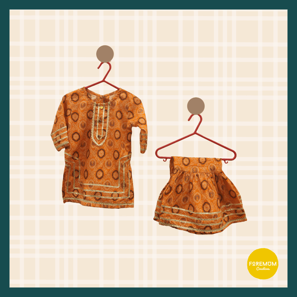 Orange Chunri Lawn Gharara Set