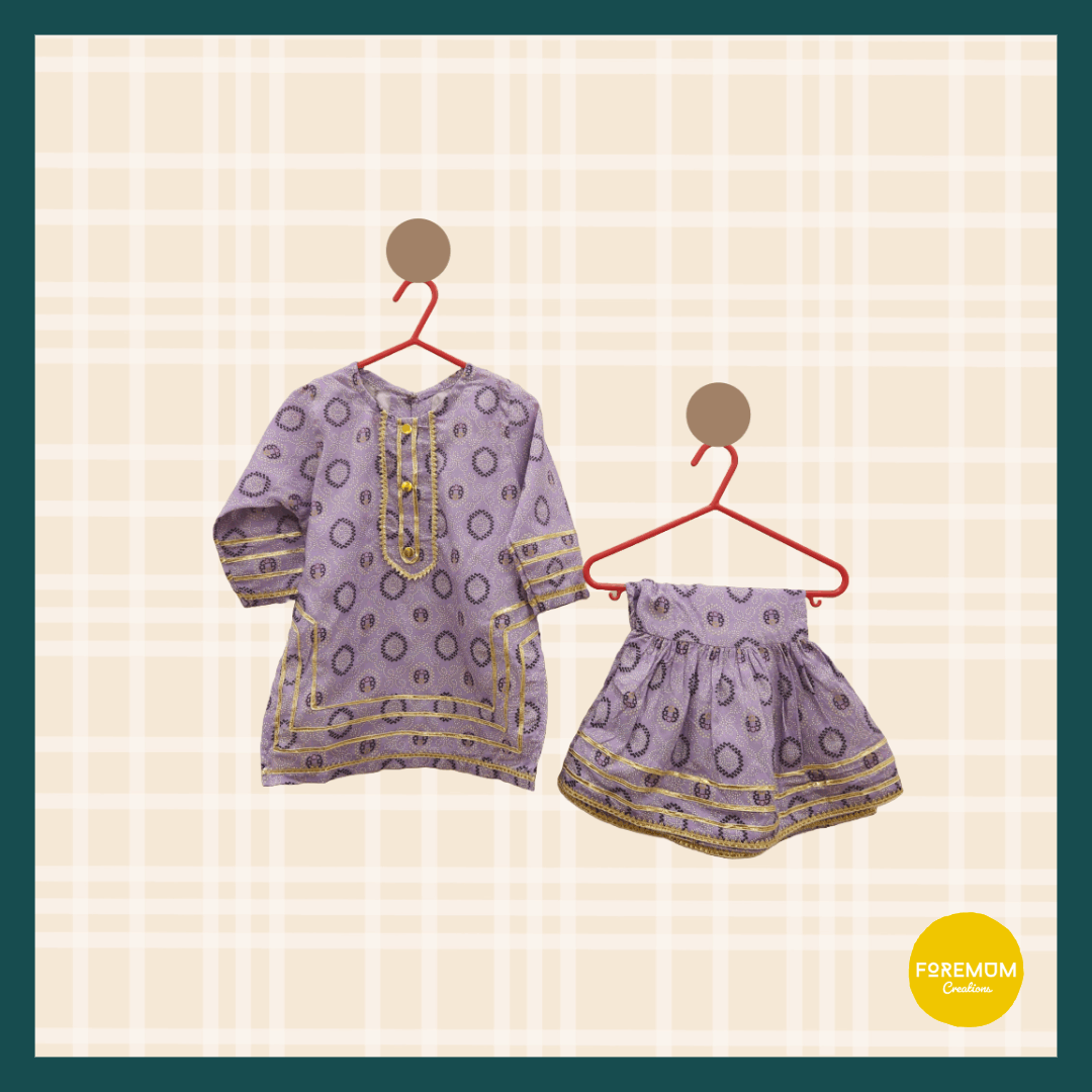 Purple Chunri Lawn Gharara Set