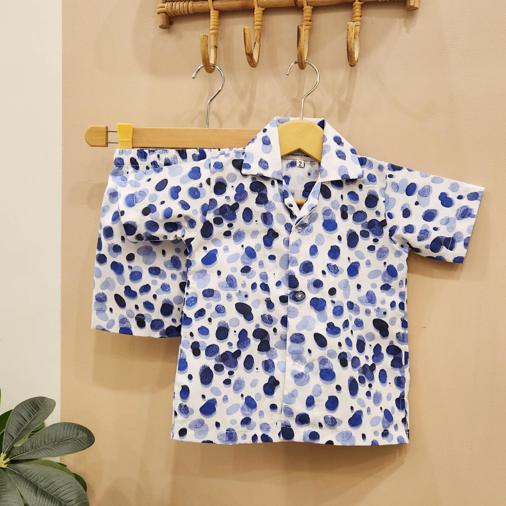 Blue Terazzo Safari Suit