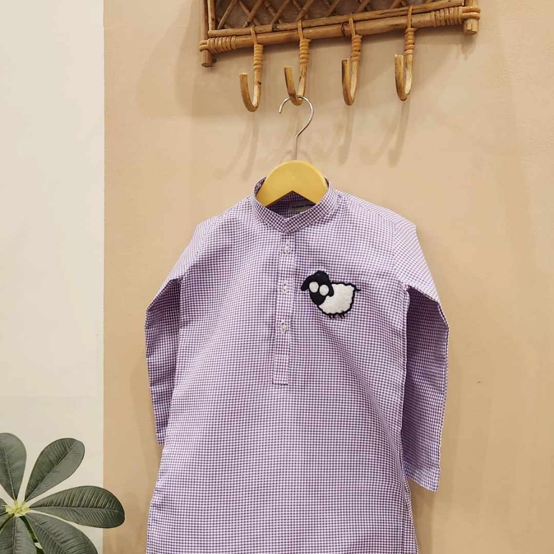 Lilac Checkmate Sheep Kurta Set
