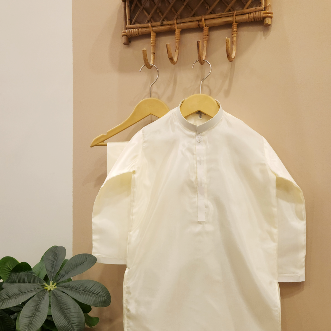 Luxe White Silk Kurta with White Trouser
