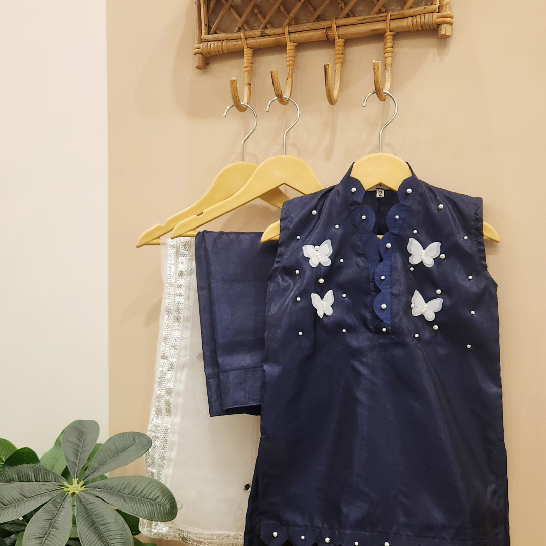 Luxe Midnight Silk Butterflies Set