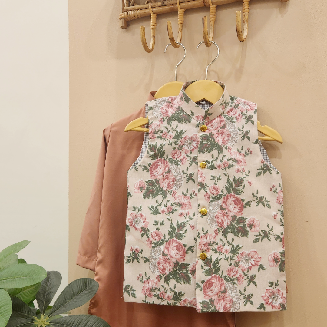 Dusky Roses Waistcoat and Blush Pink Kurta with Trouser