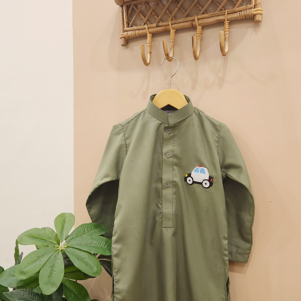 Sage Green Police Car Kurta only