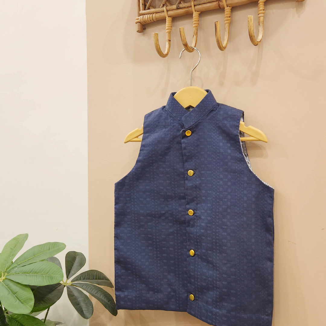 Textured Midnight Blue Waistcoat
