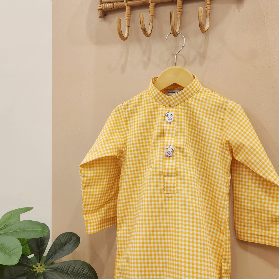 Lemon Checkmate Kurta only