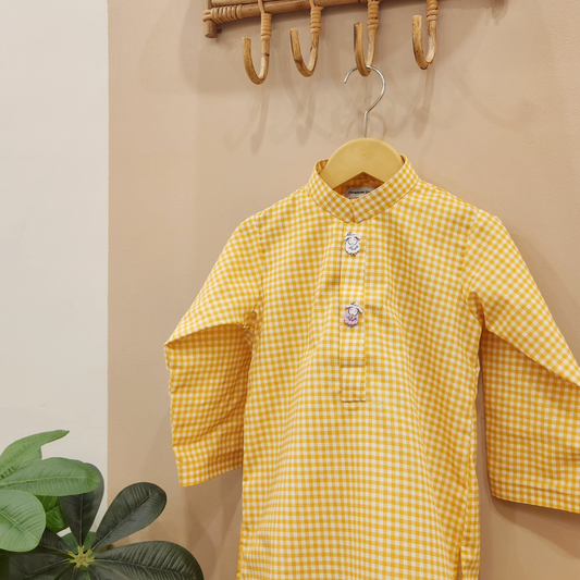 Lemon Checkmate Kurta only