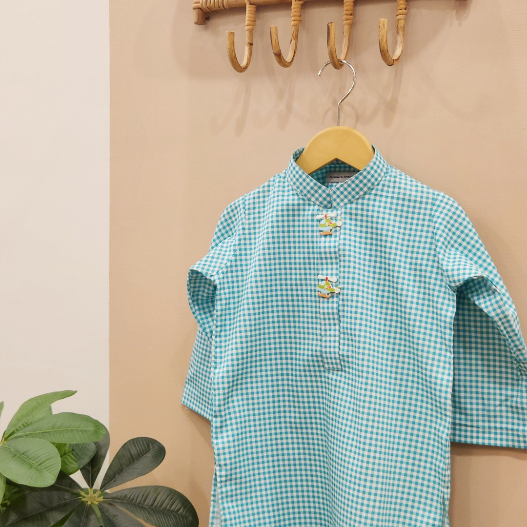 Aqua Checkmate Kurta only