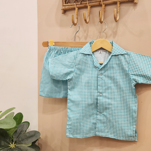 Aqua Checkmate Safari Suit