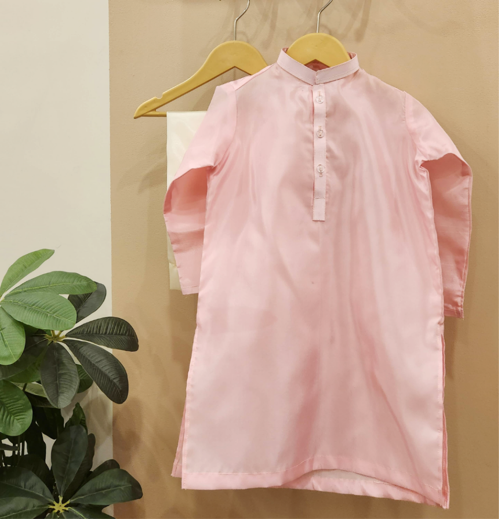 Luxe Rose Silk Kurta with White Trouser
