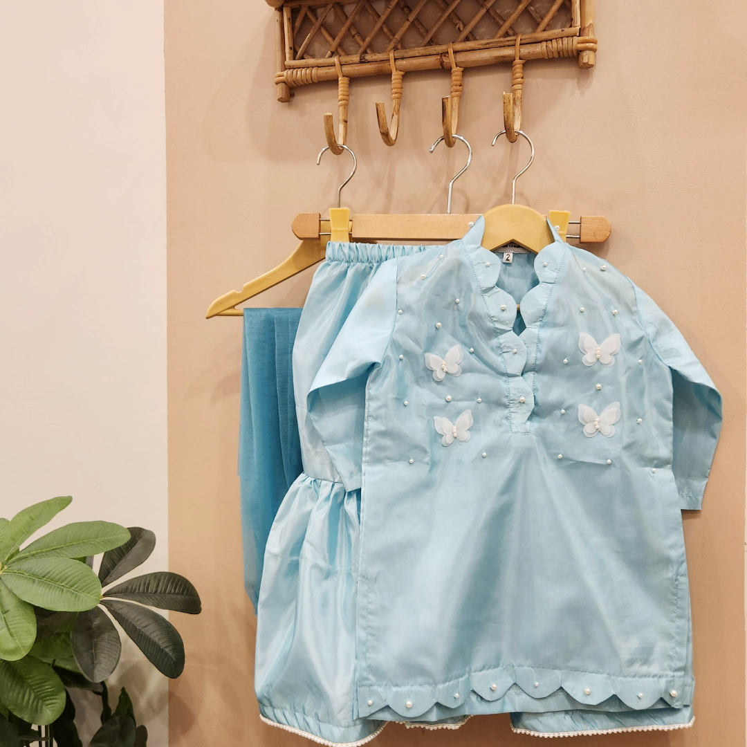 Luxe Blue Silk Butterflies Set