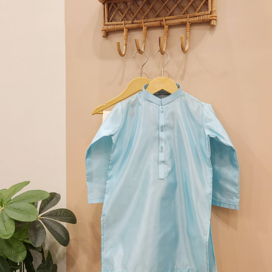 Luxe Blue Silk Kurta with White Trouser